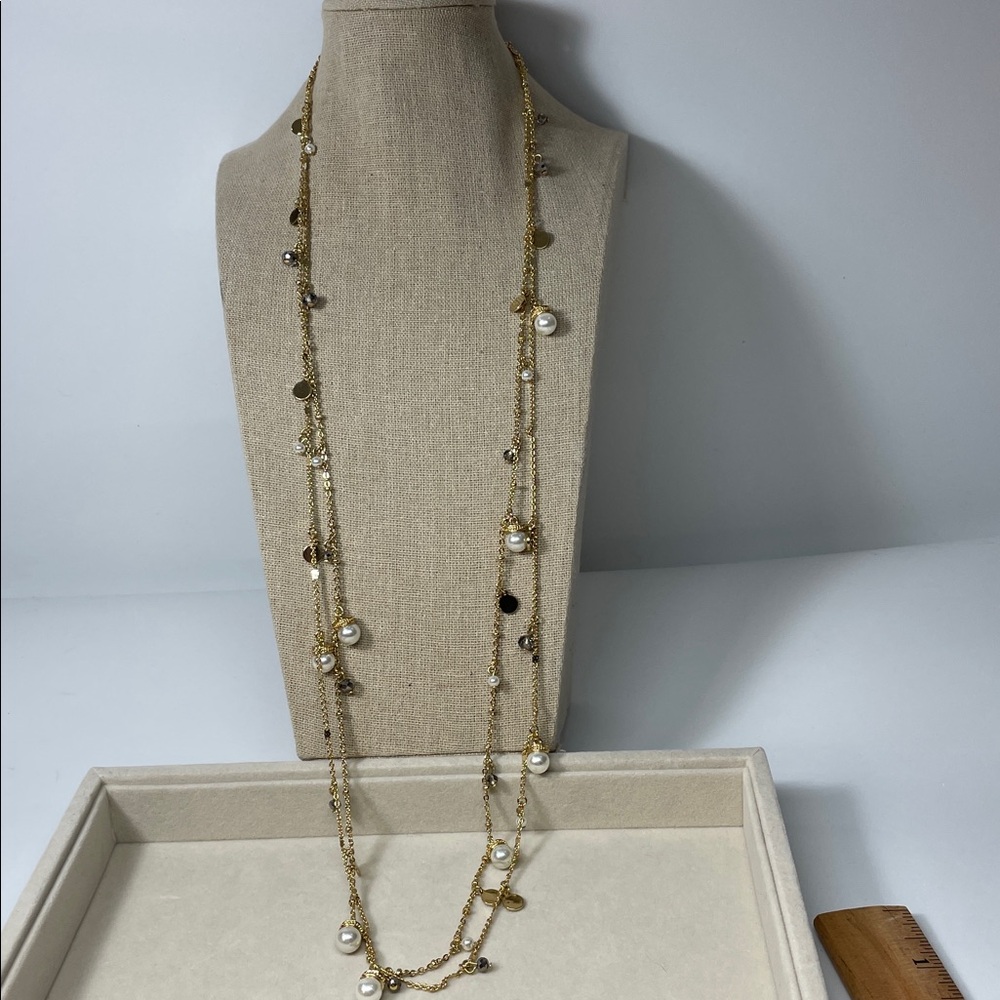 Talbots Gold Multi-Strand Pearl Necklace